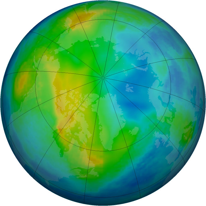 Arctic ozone map for 18 November 1992